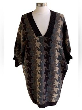 Moda International Wool Blend Sweater Dress S Houndstooth Camo Victorias Secret